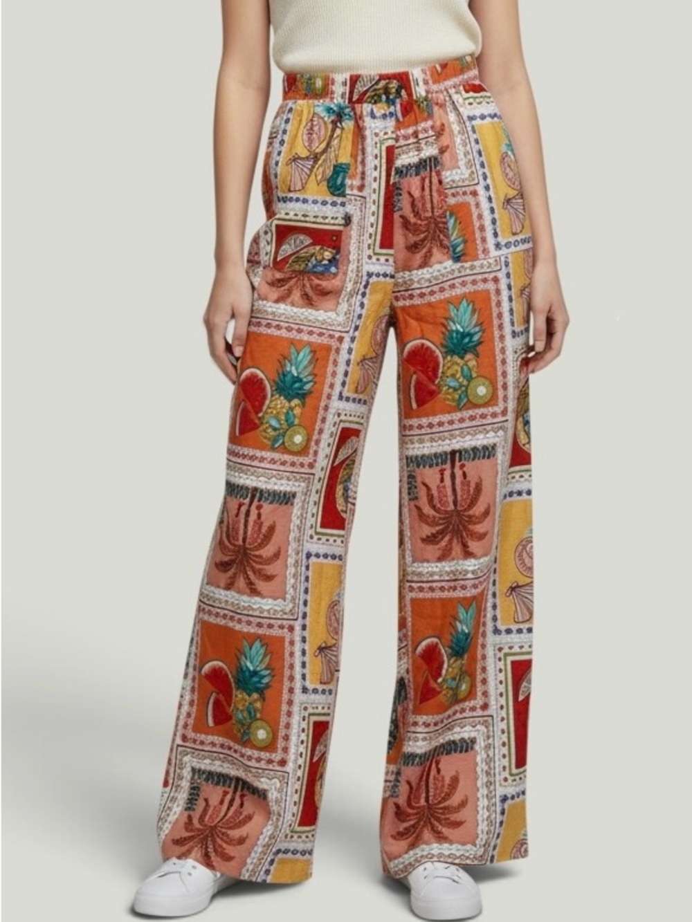 Haver Multicolor Printed High-Waisted Wide Leg Pants